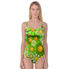 Sunflower Flower Floral Green Yellow Camisole Leotard  by Mariart