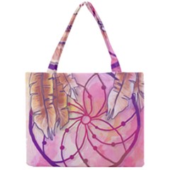 Watercolor Cute Dreamcatcher With Feathers Background Mini Tote Bag by TastefulDesigns