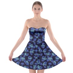 Autumn Leaves Motif Pattern Strapless Bra Top Dress by dflcprintsclothing