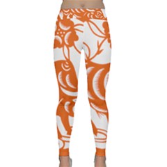 Chinese Zodiac Cow Star Orange Classic Yoga Leggings by Mariart