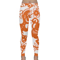 Chinese Zodiac Horoscope Monkey Star Orange Classic Yoga Leggings by Mariart