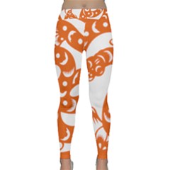 Chinese Zodiac Horoscope Snake Star Orange Classic Yoga Leggings by Mariart