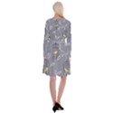 Cagr Bird Leaf Grey Yellow Long Sleeve Velvet Front Wrap Dress View2