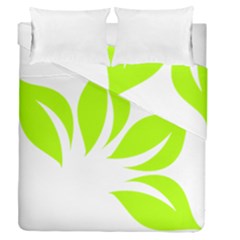 Leaf Green White Duvet Cover Double Side (queen Size) by Mariart