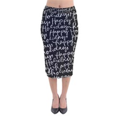 Happy Holidays Velvet Midi Pencil Skirt by Mariart