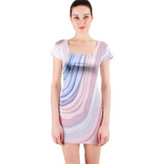 Marble Abstract Texture With Soft Pastels Colors Blue Pink Grey Short Sleeve Bodycon Dress by Mariart