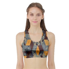 Apophysis Isometric Tessellation Orange Cube Fractal Triangle Sports Bra With Border by Mariart