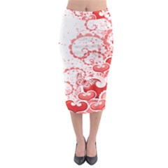 Love Heart Butterfly Pink Leaf Flower Midi Pencil Skirt by Mariart