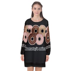 Five Donuts In One Minute  Long Sleeve Chiffon Shift Dress  by Valentinaart