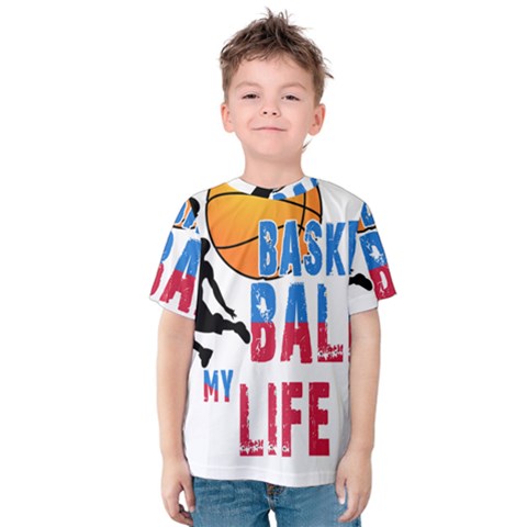 Basketball Is My Life Kids  Cotton Tee by Valentinaart