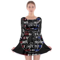 Basketball Never Stops Long Sleeve Skater Dress by Valentinaart