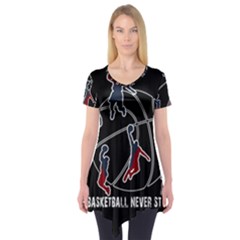 Basketball Never Stops Short Sleeve Tunic  by Valentinaart