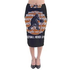 Basketball Never Stops Velvet Midi Pencil Skirt by Valentinaart