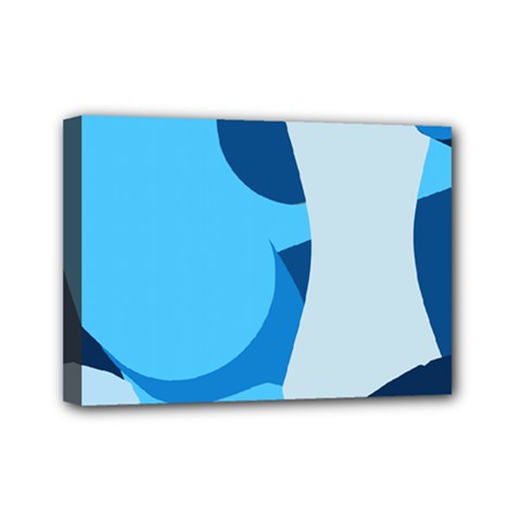 Blue Polka Mini Canvas 7  X 5  by Mariart