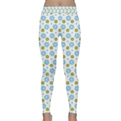 Blue Yellow Star Sunflower Flower Floral Classic Yoga Leggings by Mariart