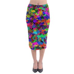 Flowersfloral Star Rainbow Midi Pencil Skirt by Mariart