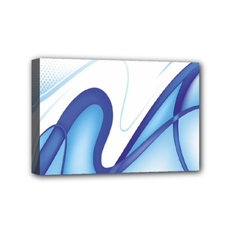 Glittering Abstract Lines Blue Wave Chefron Mini Canvas 6  X 4  by Mariart