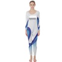 Glittering Abstract Lines Blue Wave Chefron Long Sleeve Catsuit View1