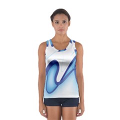 Glittering Abstract Lines Blue Wave Chefron Women s Sport Tank Top  by Mariart