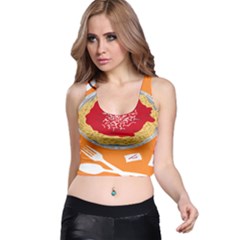 Instant Noodles Mie Sauce Tomato Red Orange Knife Fox Food Pasta Racer Back Crop Top by Mariart