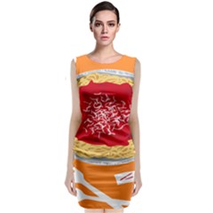 Instant Noodles Mie Sauce Tomato Red Orange Knife Fox Food Pasta Classic Sleeveless Midi Dress by Mariart