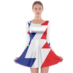 Three Colors Blue White Line Star Long Sleeve Skater Dress by Mariart