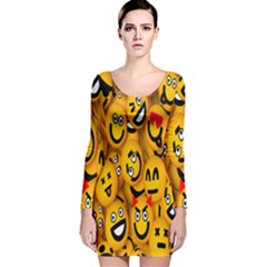 Smileys Linus Face Mask Cute Yellow Long Sleeve Velvet Bodycon Dress by Mariart