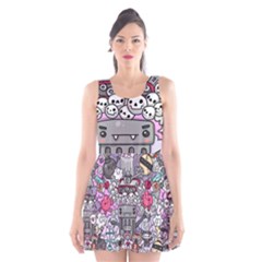 0 Sad War Kawaii Doodle Scoop Neck Skater Dress by Nexatart