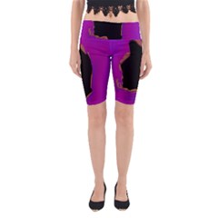 Buffalo Fractal Black Purple Space Yoga Cropped Leggings by Mariart