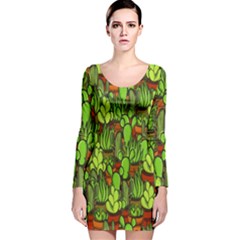 Cactus Long Sleeve Velvet Bodycon Dress by Valentinaart