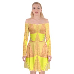 Wave Chevron Plaid Circle Polka Line Light Yellow Red Blue Triangle Off Shoulder Skater Dress