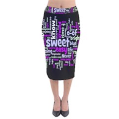 Writing Color Rainbow Sweer Love Velvet Midi Pencil Skirt by Mariart