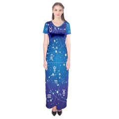 Astrology Illness Prediction Zodiac Star Short Sleeve Maxi Dress by Mariart