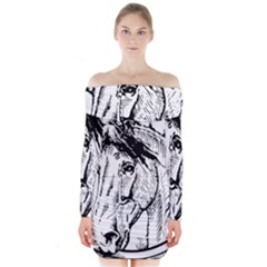 Framed Horse Long Sleeve Off Shoulder Dress by Nexatart