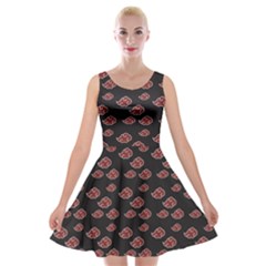 Cloud Red Brown Velvet Skater Dress by Mariart