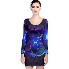 Sign Pisces Zodiac Long Sleeve Velvet Bodycon Dress by Mariart