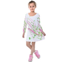 Sunflower Flower Floral Leaf Line Wave Chevron Pink Kids  Long Sleeve Velvet Dress by Mariart