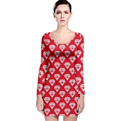 Diamond Pattern Long Sleeve Velvet Bodycon Dress by Nexatart