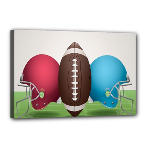 Helmet Ball Football America Sport Red Brown Blue Green Canvas 18  X 12  by Mariart