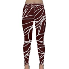 River System Line Brown White Wave Chevron Classic Yoga Leggings by Mariart