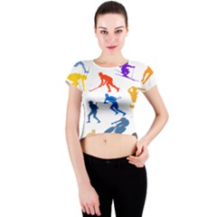 Sport Player Playing Crew Neck Crop Top by Mariart