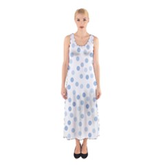 Bubble Balloon Circle Polka Blue Sleeveless Maxi Dress by Mariart