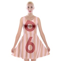 Number 6 Line Vertical Red Pink Wave Chevron Velvet Skater Dress by Mariart