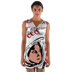 Valentina Tereshkova Wrap Front Bodycon Dress by Valentinaart