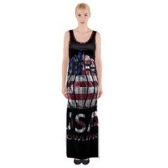 Usa Bowling  Maxi Thigh Split Dress by Valentinaart