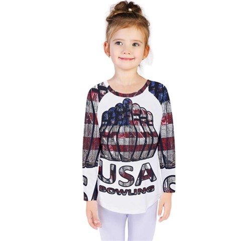 Usa Bowling  Kids  Long Sleeve Tee by Valentinaart