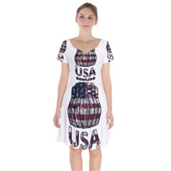 Usa Bowling  Short Sleeve Bardot Dress by Valentinaart