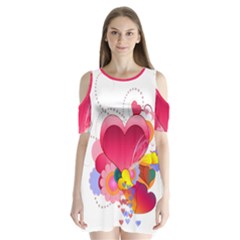 Heart Red Love Valentine S Day Shoulder Cutout Velvet  One Piece by Nexatart