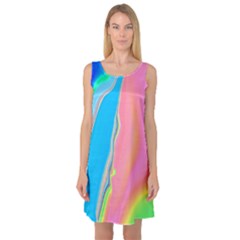 Aurora Color Rainbow Space Blue Sky Purple Yellow Green Pink Sleeveless Satin Nightdress by Mariart