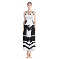 Cropped Kayak Graphic Race Paddle Black Water Sea Wave Beach Chiffon Maxi Dress by Mariart